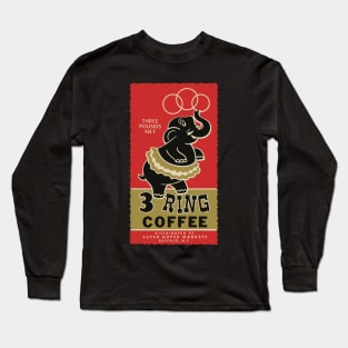 1960s Super Duper Market 3-Ring Coffee Elephant Label Long Sleeve T-Shirt